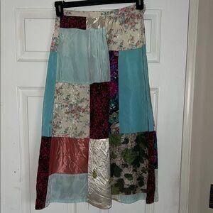 Handmade Floral Patchwork Midi A Line Skirt